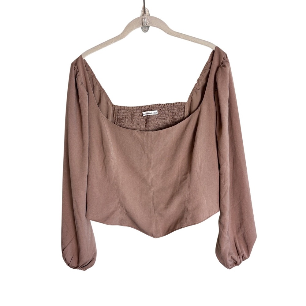 Abercrombie & Fitch Mauve Brown Long-Sleeve Smocked-Back Top XXL